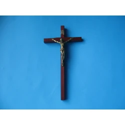 Krzyż drewniany  mahoń na ścianę 19,5 cm